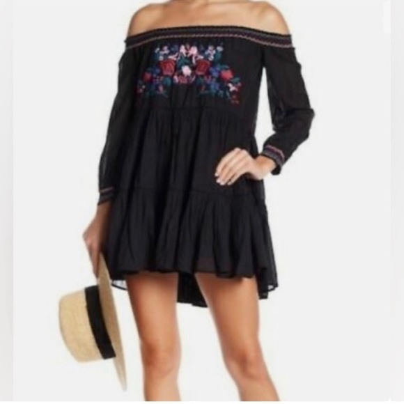 EUC Free People Sunbeams Mini Boho Dress in Black Size Small - Picture 6 of 16